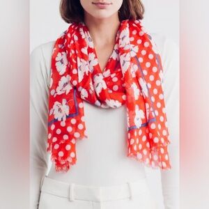 KATE SPADE, Springtime Floral Oblong Scarf in Ponderosa Red, NWT
